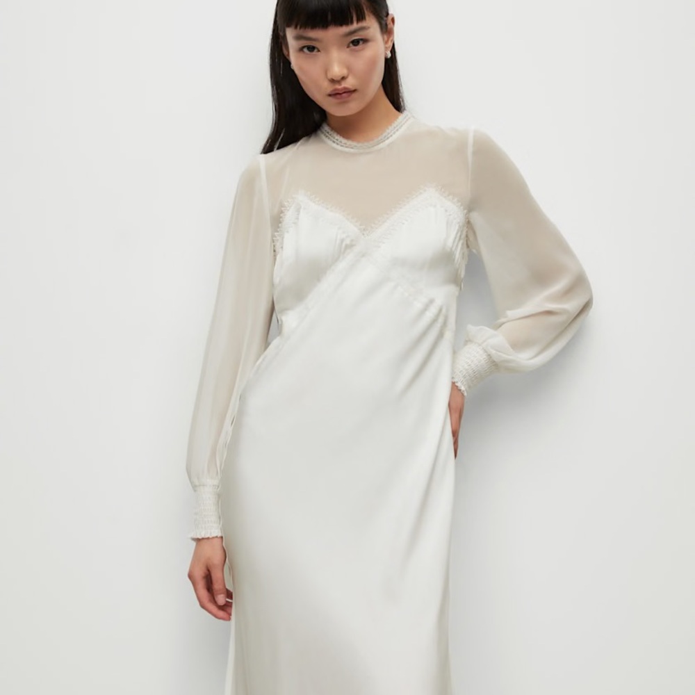 Off-White Long Sleeve White Dress